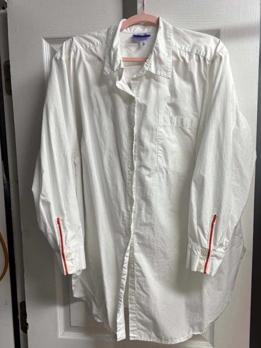 Future collective White Long-Sleeve Button-Down Shirt, red stripe